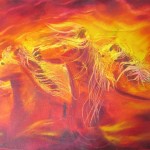 Fire Horse Herd - 12 x 24 inches oils on canvas $500