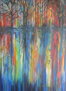 waikato river dusk reflections - acrylics on canvas 30x40 inches $750